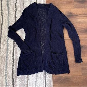 Forever 21 navy loose knit cardigan with pockets, size Small